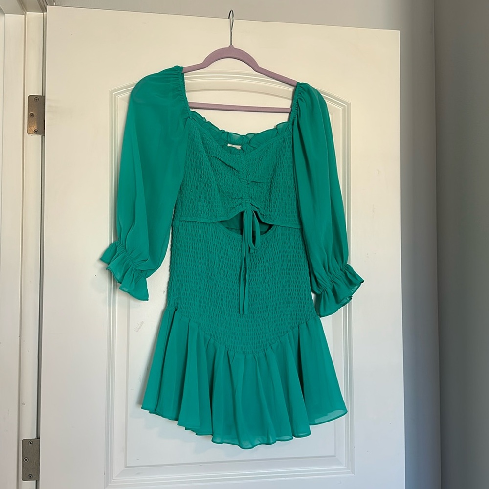 Smocked Keyhole Mini Dress - Size Small